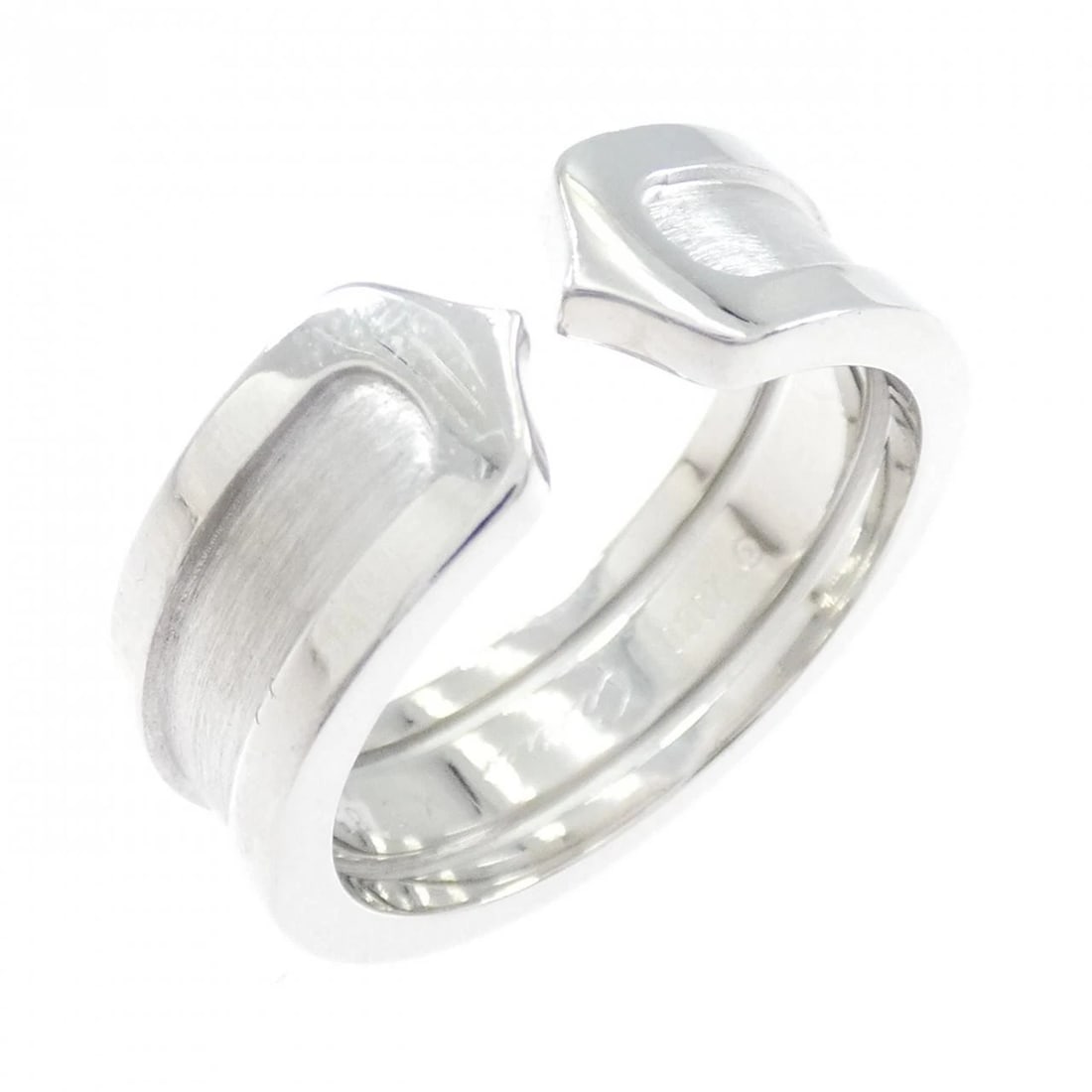CARTIER C2 SMALL RING: Cartier C2 Small Ring Brand: CARTIER Type/Style: Cartier Ring Material: 750 white gold, Color: white gold Size: US6(52) Accessories: None Accessories Notice: When purchasing pre-owned goods, please