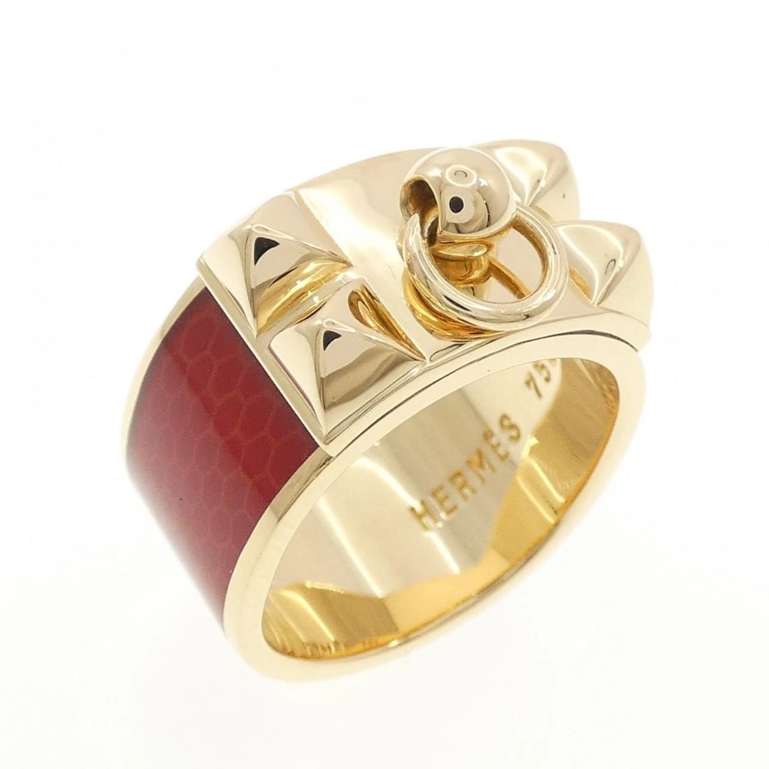 HERMES COLLIER DE CHIEN RING: Hermes Collier de Chien Ring Brand: HERMES Type/Style: Hermes Ring Material: 750 yellow gold, Color: yellow gold Size: US6 1/2(53) Accessories: None Accessories Notice: When purchasing pre