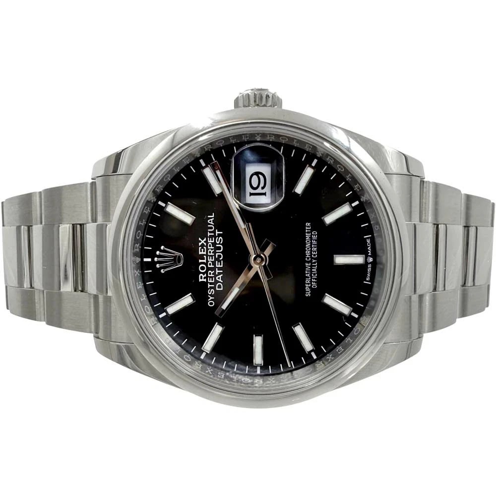 ROLEX DATEJUST BLACK WATCH - 4