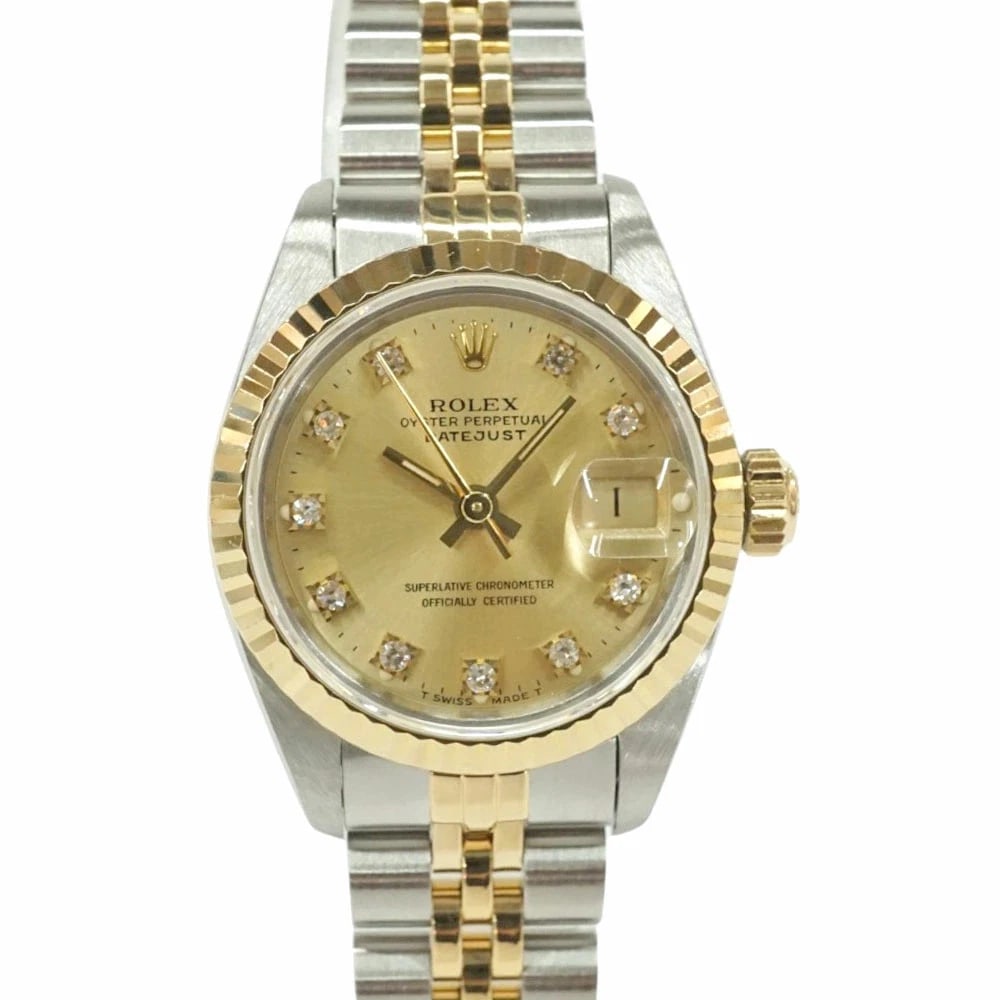 ROLEX DATEJUST GOLD WATCH: ROLEX Datejust Gold Watch Brand: ROLEX Type/Style: Wristwatch Material: Case Material N/A Band Material N/A Color: Dial Color Gold Size: Wrist Size 16.5cm Case Size 26mm Accessories: None Accessories