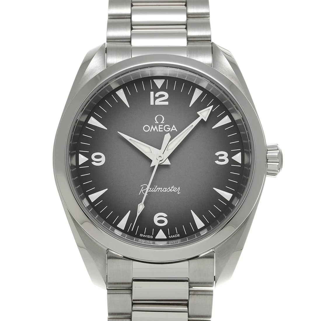 OMEGA WATCH GRAY: OMEGA Watch Gray Brand: OMEGA Type/Style: Wristwatch Material: Band Material Stainless Case Material Sapphire Crystal Color: Dial Color Gray Size: Wrist Size 20cm Case Size 38 x 38 mm Accessories: