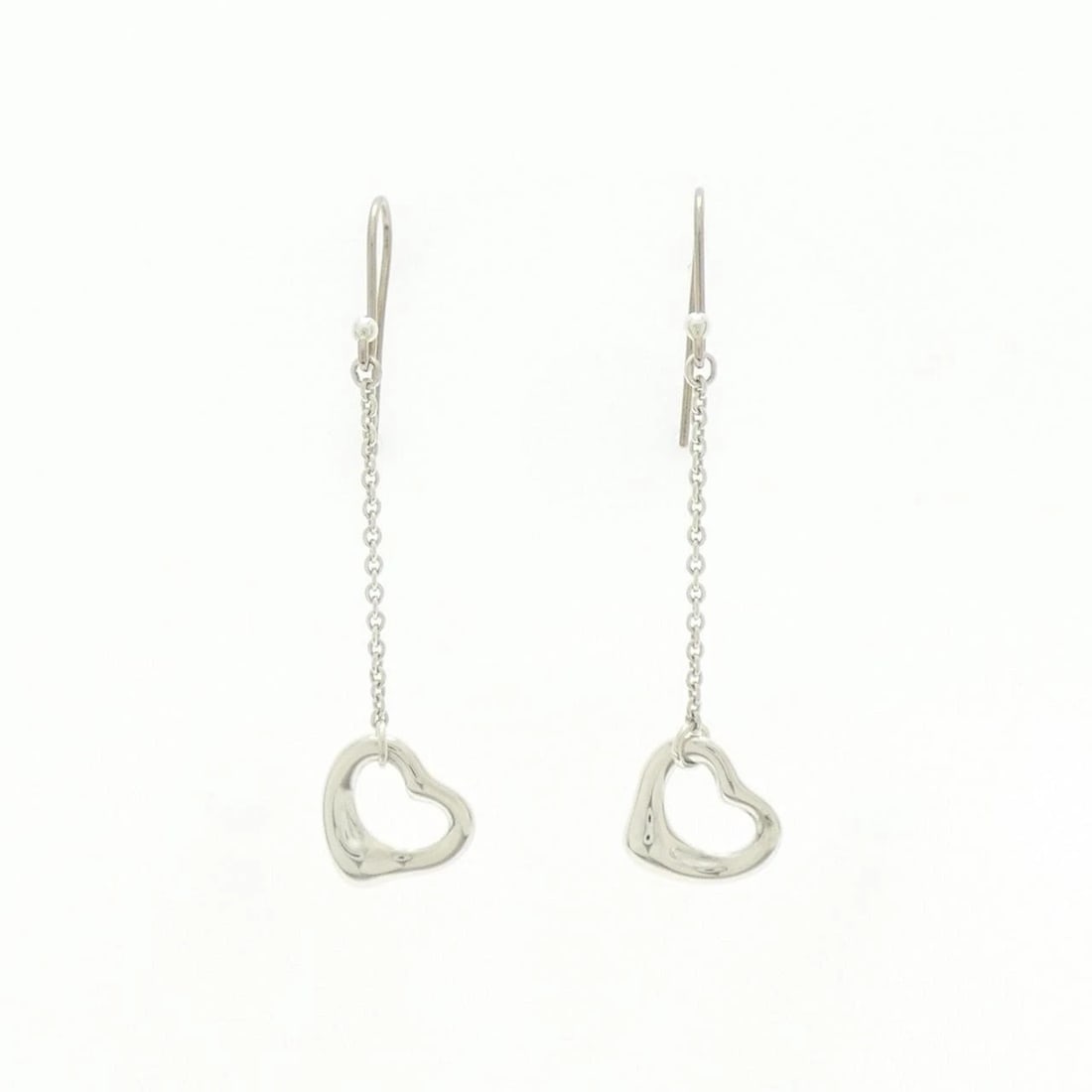 TIFFANY & CO. OPEN HEART DROP EARRINGS: TIFFANY & Co. Open Heart Drop Earrings Brand: TIFFANY&Co. Type/Style: TIFFANY&Co. Pierce/Earring Material: 925Silver, Color: silver Size: Actual Size Approx. height x width: 48.2mm x 10.9mm