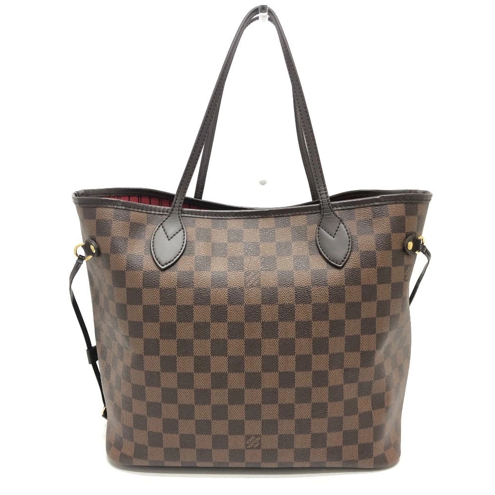 LOUIS VUITTON NEVERFULL MM TOTE BAG WITH POUCH HANDBAG: LOUIS VUITTON Neverfull MM Tote Bag with pouch Handbag Brand: LOUIS VUITTON Type/Style: Tote Bag Material: Damier Canvas Color: Ebene / BrownxGoldHardware Size: W12.6xH11.0xD6.3inch / W32cmxH28cmxD16c