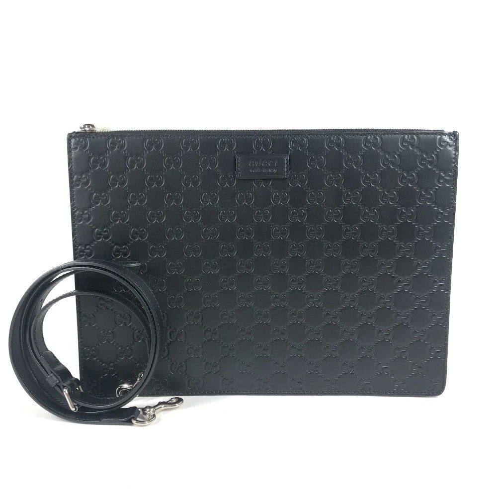 GUCCI GUCCISSIMA GG LOGO CROSSBODY BAG 2WAY BAG: GUCCI Guccissima GG logo Crossbody Bag 2WAY Bag Brand: GUCCI Type/Style: Shoulder Bag Material: Sima leather Color: Black Size: W13.8xH9.8xD1.6inch / W35cmxH25cmxD4cm Accessories: None Acc