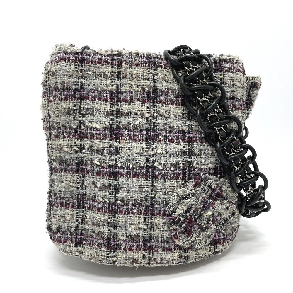 CHANEL CAMELIA FLAP CHAIN SHOULDER BAG TWEED GRAY: CHANEL Camelia flap Chain Shoulder Bag tweed gray Brand: CHANEL Type/Style: Shoulder Bag Material: tweed Color: grayxSilverHardware Size: W12.2xH13.8xD2.0inch / W31cmxH35cmxD5cm Accessories: None
