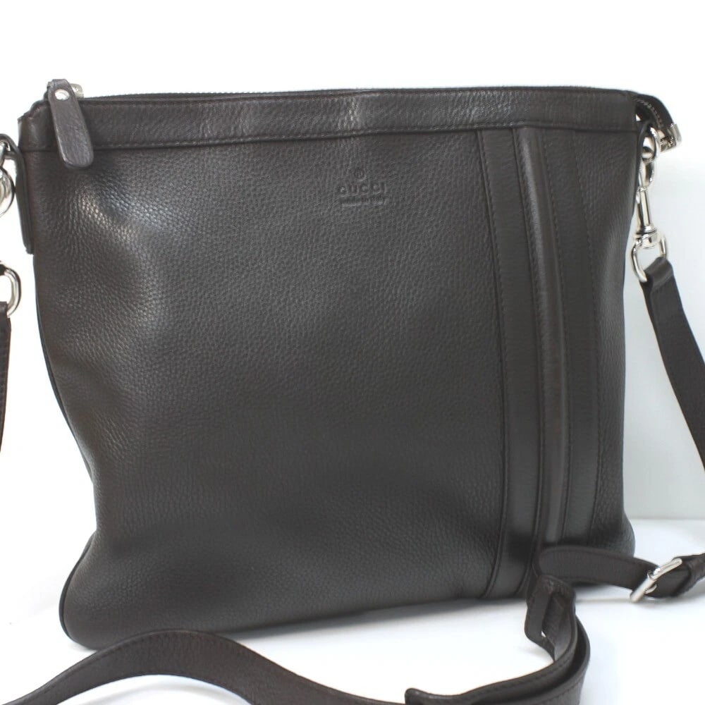 GUCCI CROSSBODY SHOULDER BAG LEATHER DARK BROWN (1 of 2)