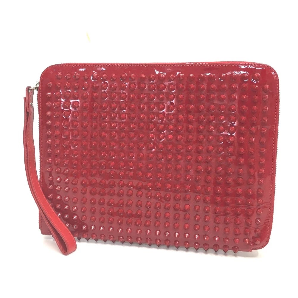 CHRISTIAN SPIKE STUDS CLUTCH BAG IPAD CASE RED (1 of 2)