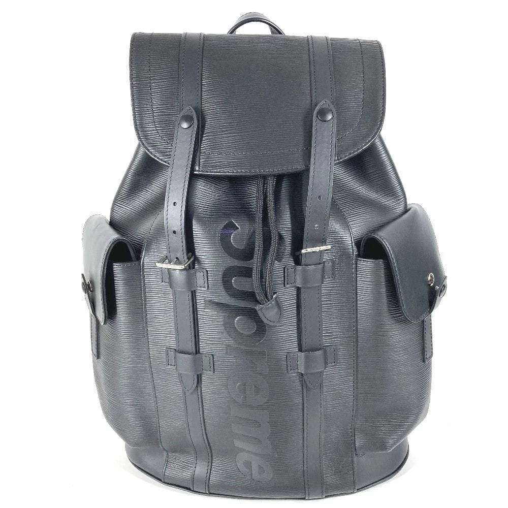 LOUIS VUITTON EPI SUPREME COLLABORATION BACKPACK BLACK: LOUIS VUITTON Epi Supreme collaboration Backpack Black Brand: LOUIS VUITTON Type/Style: Backpack Material: Epi Leather Color: Noir / Black Size: W16.1xH18.5xD5.1inch / W41cmxH47cmxD13cm Accessorie