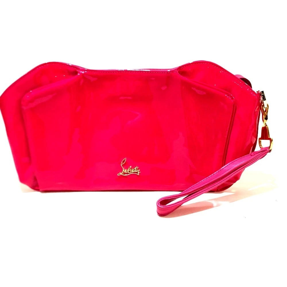 CHRISTIAN ENAMEL CLUTCH BAG WRISTLET PATENT LEATHER PINK: CHRISTIAN Enamel Clutch Bag Wristlet Patent Leather Pink Brand: Christian Louboutin Type/Style: Clutch bag Material: Patent Leather Color: pink Size: W13.0xH5.9xD1.0inch / W33cmxH15cmxD2.5cm