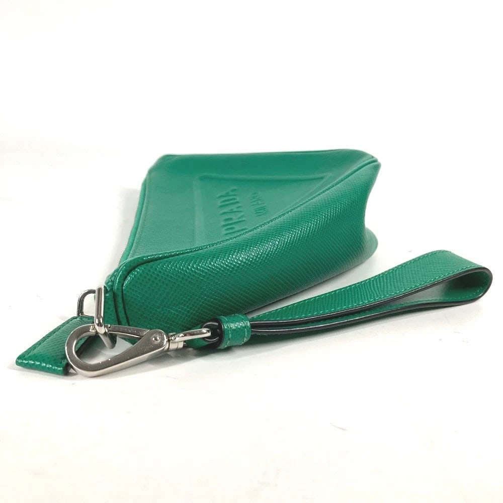 PRADA EMBOSSED TRIANGLE LOGO PLATE BAG POUCH - 4