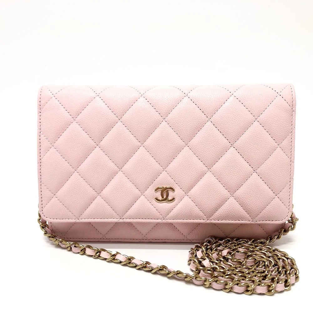 CHANEL MARK CHAIN WALLET LONG WALLET SHOULDER BAG: CHANEL Mark Chain wallet Long Wallet Shoulder Bag Brand: CHANEL Type/Style: Shoulder Bag Material: Caviar Leather Color: pinkxGoldHardware Size: W7.5xH4.9xD1.0inch / W19cmxH12.5cmxD2.5cm Accessories: