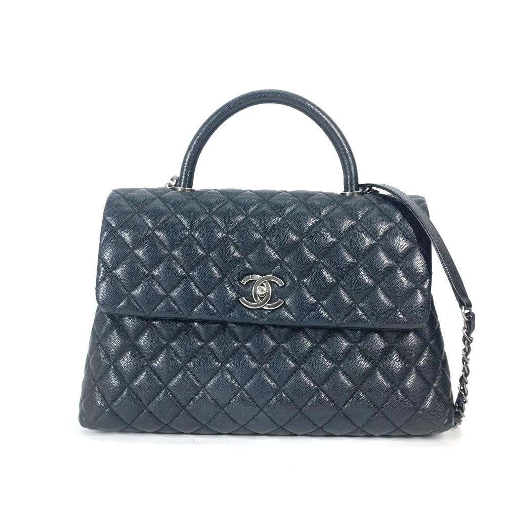 CHANEL MARK QUILTED MATELASSE 2WAY SHOULDER BAG: CHANEL Mark Quilted Matelasse 2WAY Shoulder Bag Brand: CHANEL Type/Style: Hand Bag Material: Caviar Leather Color: BlackxSilverHardware Size: W12.4xH8.9xD4.1inch / W31.5cmxH22.5cmxD10.5cm Accessor