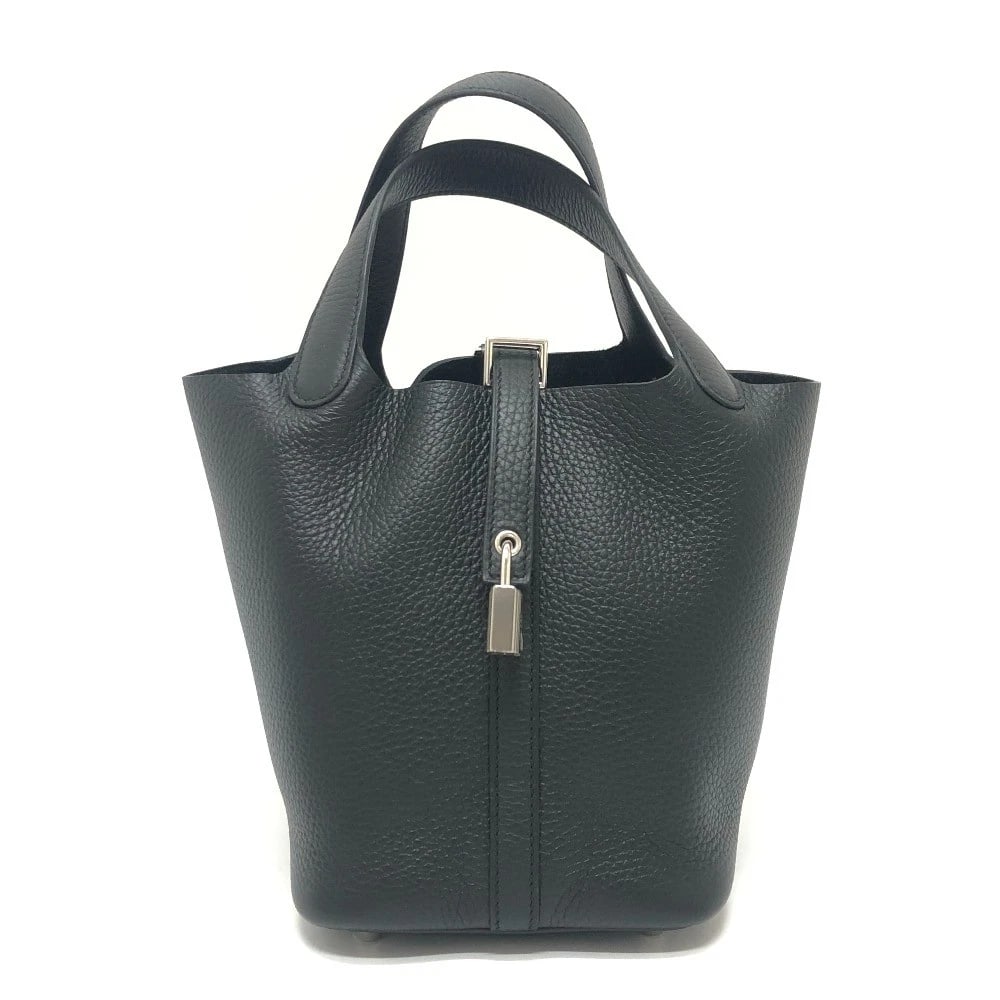 HERMES PICOTIN LOCK PM HAND BAG TAURILLON CLEMENCE: HERMES Picotin Lock PM Hand Bag Taurillon Clemence Brand: HERMES Type/Style: Hand Bag Material: Taurillon Clemence Color: Black Size: W7.1xH5.3xD7.1inch / W18cmxH13.5cmxD18cm Accessories: None