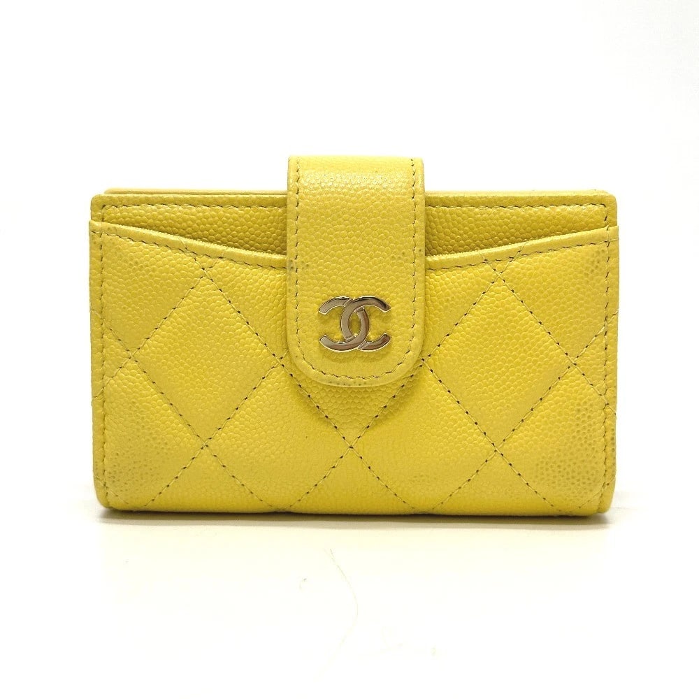 CHANEL MARK CLASSIC SMALL WALLET CARD CASE COIN PURSE: CHANEL Mark classic small wallet Card Case coin purse Brand: CHANEL Type/Style: coin purse Material: Caviar Leather Color: yellow Size: W4.5xH3.0xD0.5inch / W11.5cmxH7.5cmxD1.2cm Accessories: None