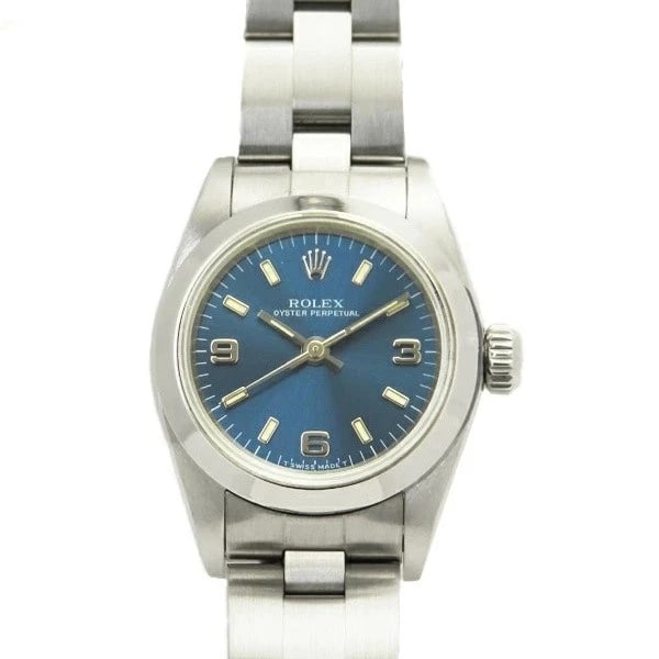 ROLEX OYSTER PERPETUAL BLUE WATCH: Rolex Oyster Perpetual Blue Watch Brand: ROLEX Type/Style: Wristwatch Material: Case Material N/A Band Material N/A Color: Dial Color Blue Size: Wrist Size 17cm Case Size 24mm Accessories: None