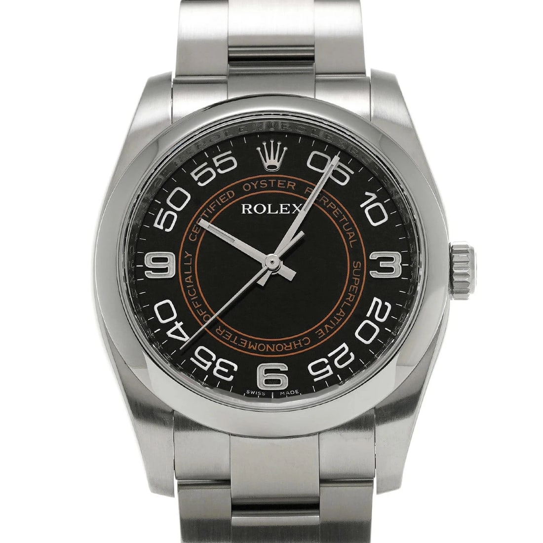 ROLEX OYSTER PERPETUAL BLACK WATCH: Rolex Oyster Perpetual Black Watch Brand: ROLEX Type/Style: Wristwatch Material: Band Material Stainless Case Material Sapphire Crystal Color: Dial Color Black Size: Wrist Size 19cm Case Size 36 x 36