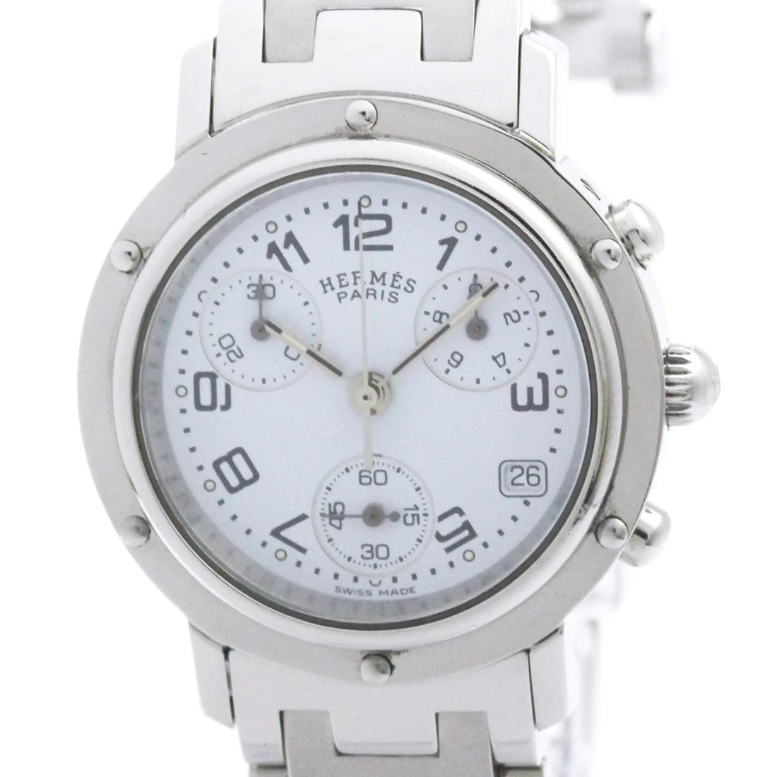 HERMES CLIPPER CHRONOGRAPH STEEL QUARTZ WATCH (1 of 4)