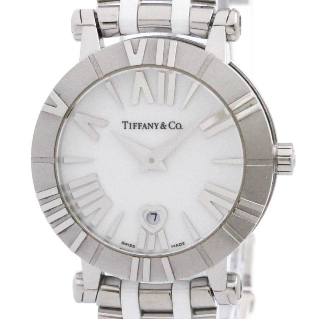 TIFFANY ATLAS CERAMIC STEEL WATCH: Tiffany Atlas Ceramic Steel Watch Brand: Tiffany Type/Style: Wristwatch Material: (Case) Ceramic, Stainless steel (Band) Ceramic, Stainless steel Color: Dial Color White Size: Case Diameter 30mm /