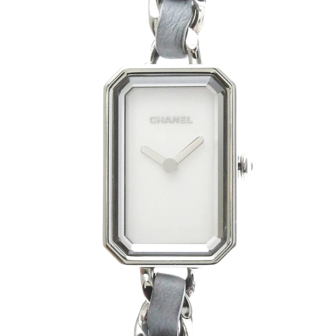CHANEL PREMIERE LOCK STEEL LEATHER QUARTZ WACTH WATCH: Chanel Premiere Lock Steel Leather Quartz Wacth Watch Brand: Chanel Type/Style: Wristwatch Material: (Case) Stainless steel (Band) Leather, Stainless steel Color: Dial Color White shell Size: Case