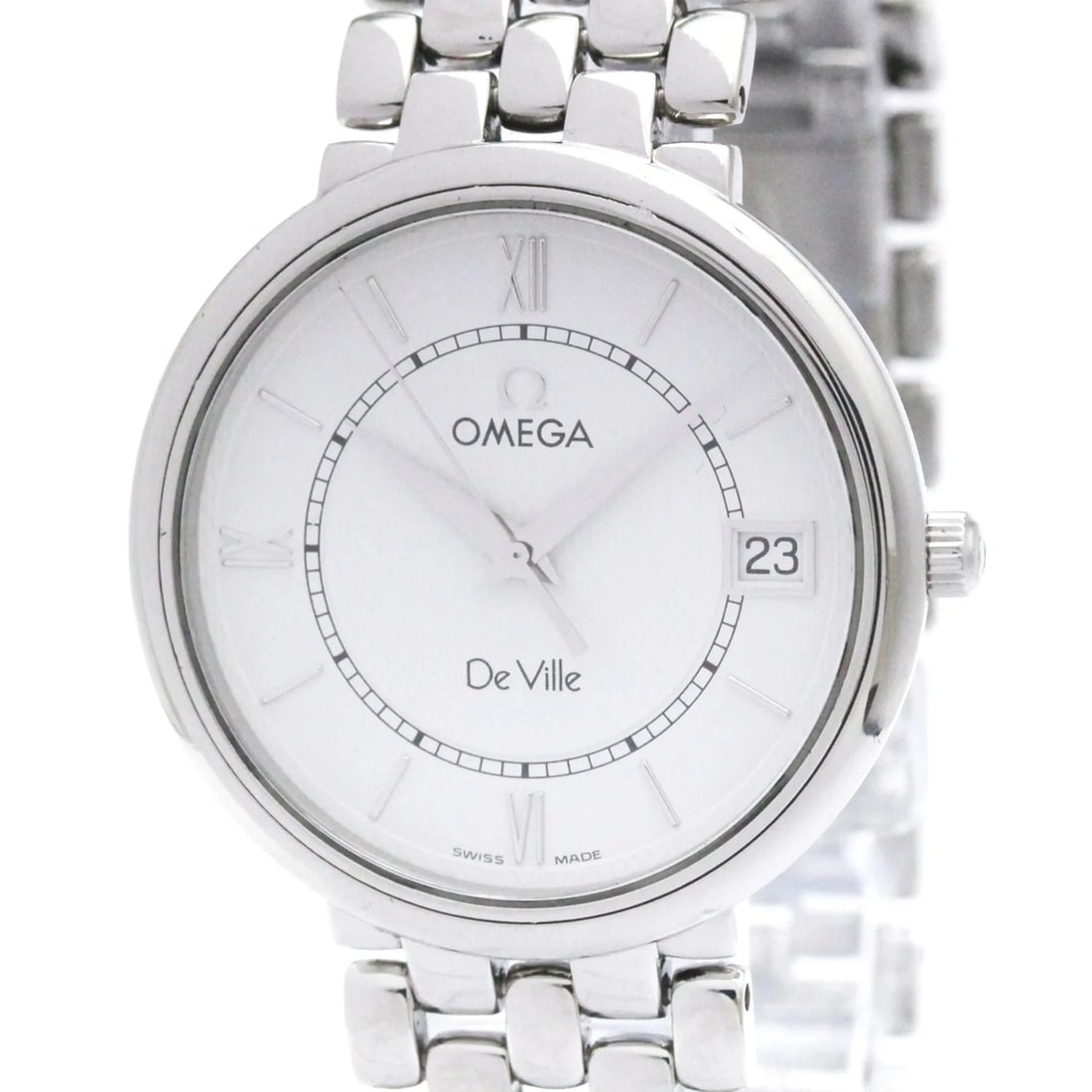 OMEGA DE VILLE PRESTIGE STEEL QUARTZ WATCH: Omega De Ville Prestige Steel Quartz Watch Brand: Omega Type/Style: Wristwatch Material: (Case) Stainless steel (Band) Stainless steel Color: Dial Color White Size: Case Diameter 33mm / 1.3inch Ac