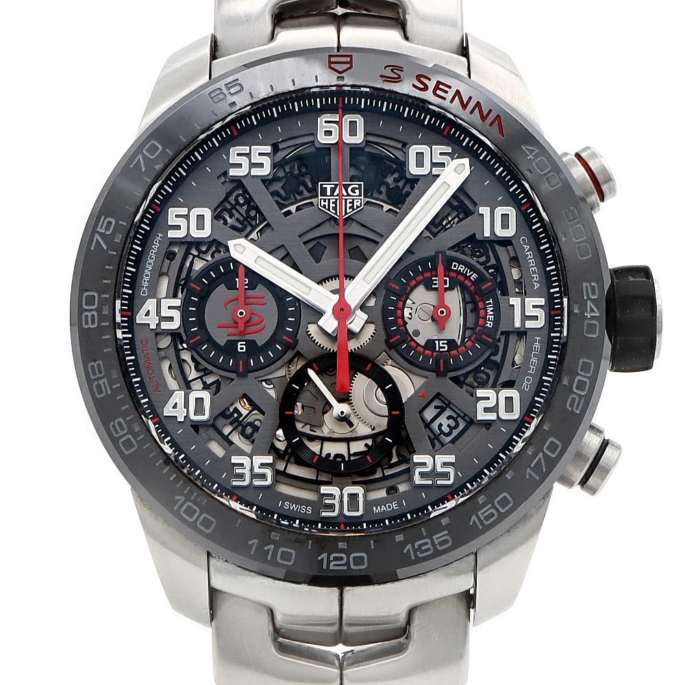 TAG HEUER WATCH CARRERA CALIBRE HEUER WATCH: Tag Heuer Watch Carrera Calibre Heuer Watch Brand: TAG HEUER Type/Style: Wristwatch Material: Stainless Steel/Ceramic Color: none Size: Case size: 43mm Wrist size: Approx. 19.5 cm Accessories: None