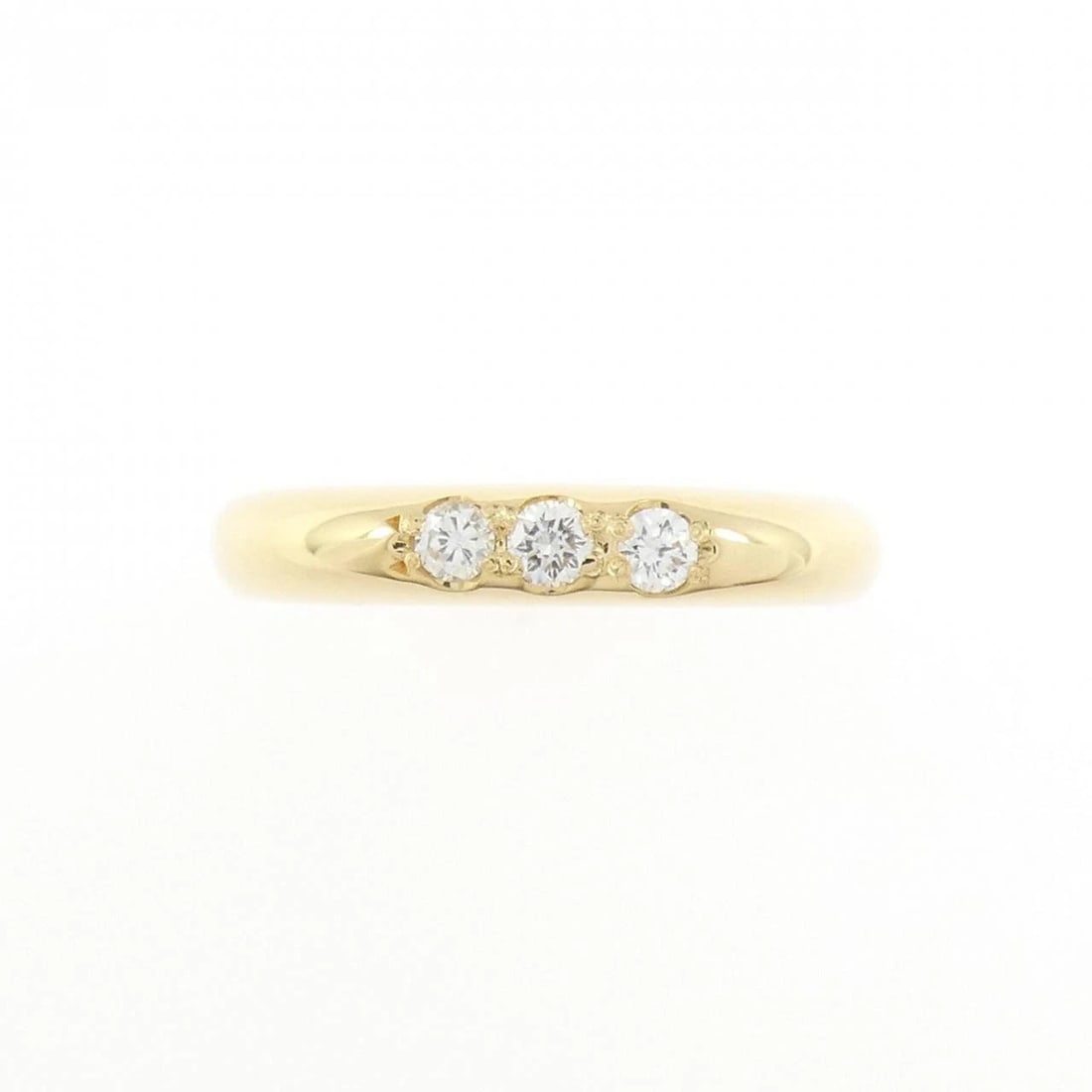 K18YG THREE-STONE DIAMOND RING - 2