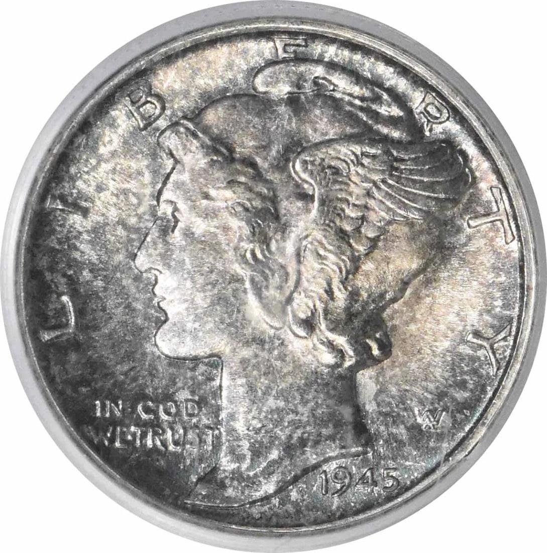 1945-S MERCURY SILVER DIME: 1945-S Mercury Silver Dime Year: 1945 Composition: 90% Silver, 10% Copper Denomination: 10C Country of Origin: United States Accessories: None Accessories Notice: When purchasing pre-owned goods,