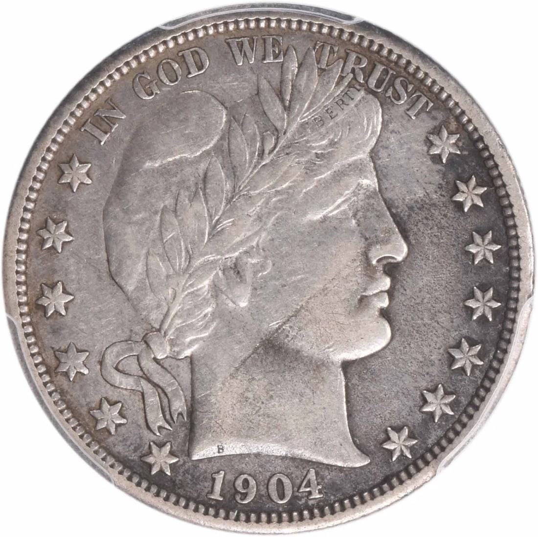 1904-O BARBER SILVER HALF DOLLAR: 1904-O Barber Silver Half Dollar Year: 1904 Composition: 90% Silver, 10% Copper Denomination: 50C Country of Origin: United States Accessories: None Accessories Notice: When purchasing pre-owned