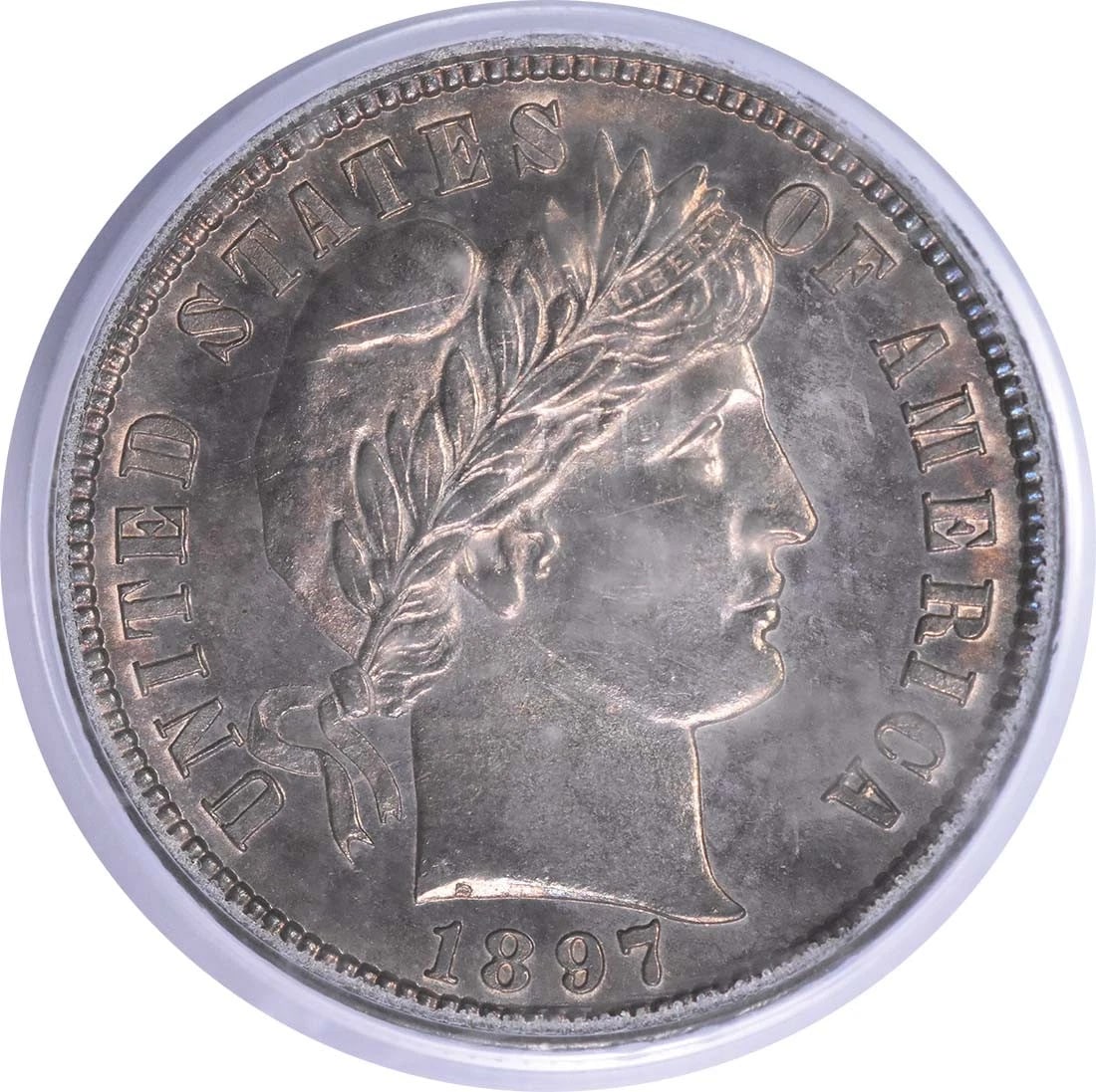 1897-S BARBER SILVER DIME: 1897-S Barber Silver Dime Year: 1897 Composition: 90% Silver, 10% Copper Denomination: 10C Country of Origin: United States Accessories: None Accessories Notice: When purchasing pre-owned goods, pl