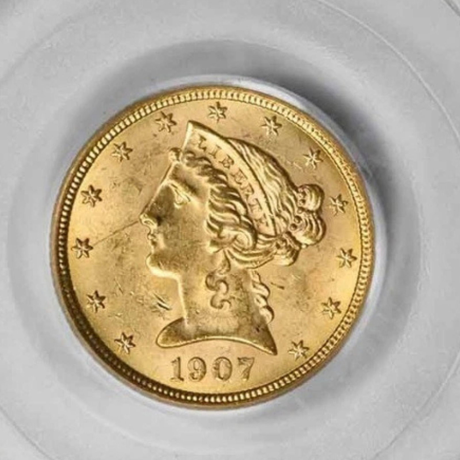 1907 $5 GOLD LIBERTY HEAD: 1907 $5 Gold Liberty Head Year: 1907 Composition: 90% Gold, 10% Copper Denomination: $5 Country of Origin: United States Accessories: None Accessories Notice: When purchasing pre-owned goods, please