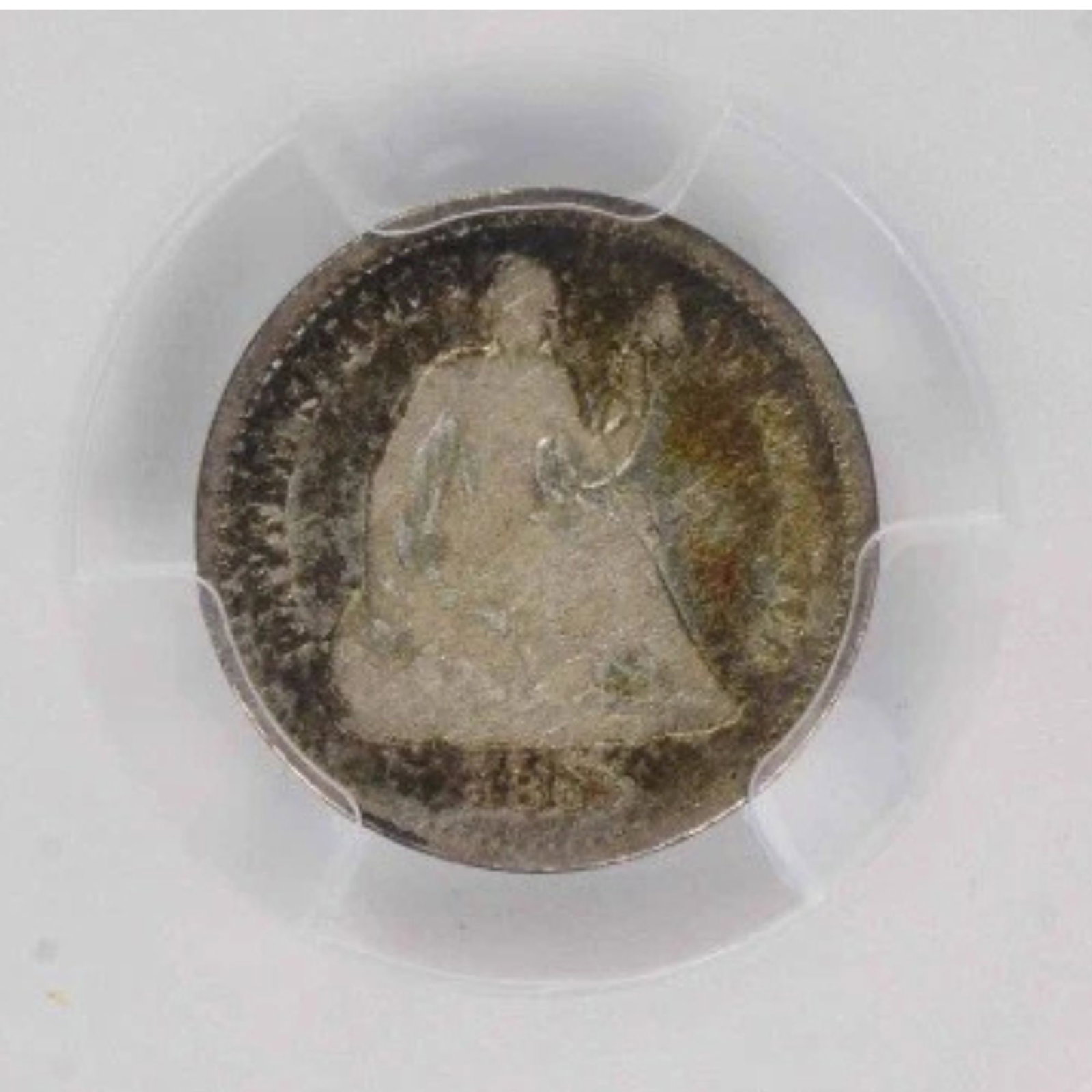 1863 LIBERTY SEATED SILVER HALF DIME: 1863 Liberty Seated Silver Half Dime Year: 1863 Composition: 90% Silver, 10% Copper Denomination: Half Dime Country of Origin: United States Accessories: None Accessories Notice: When purchasing