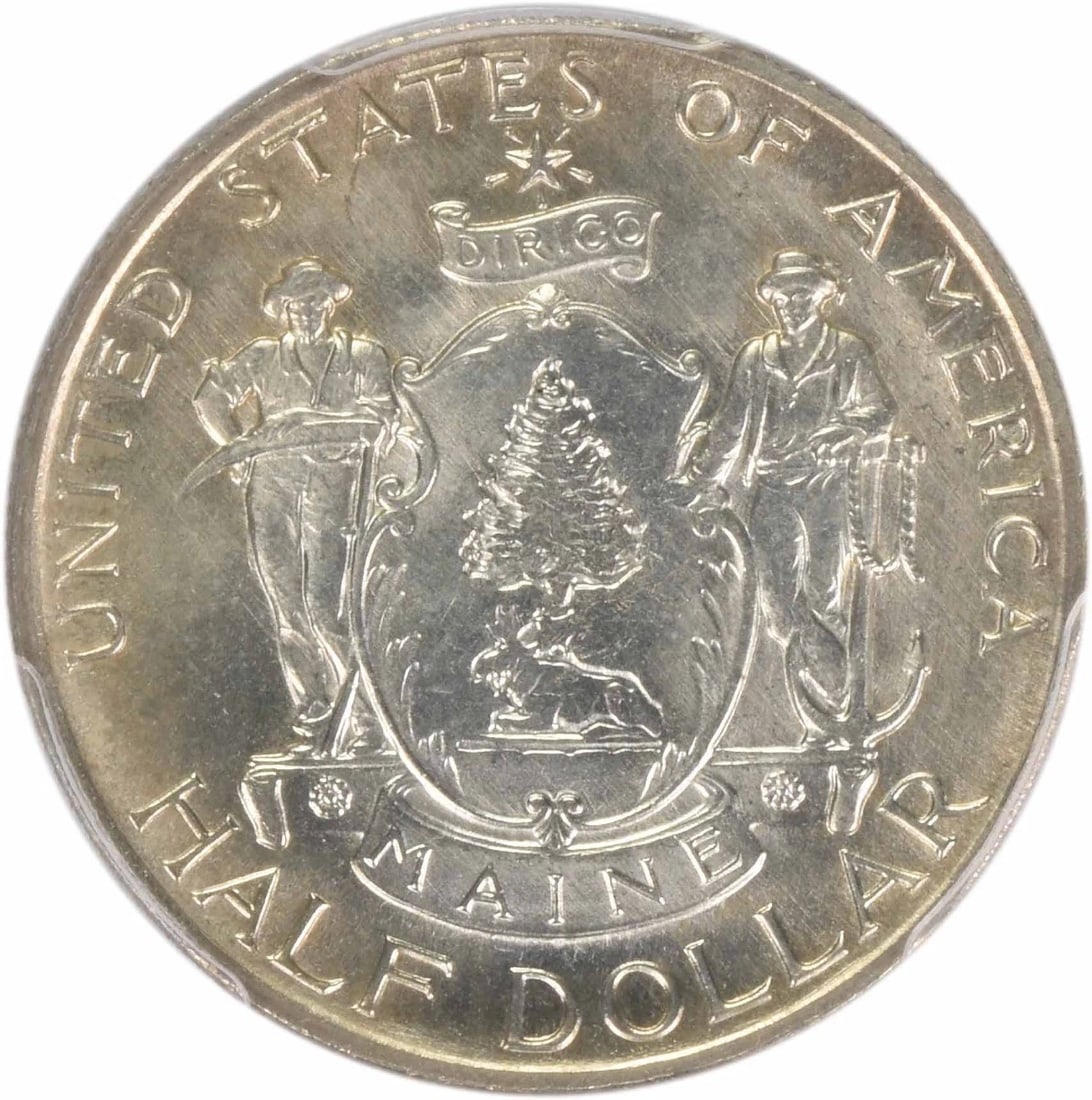 1920 MAINE COMMEMORATIVE SILVER HALF: 1920 Maine Commemorative Silver Half Year: 1920 Composition: 90% Silver, 10% Copper Denomination: Half Dollar Country of Origin: United States Accessories: None Accessories Notice: When purchasing