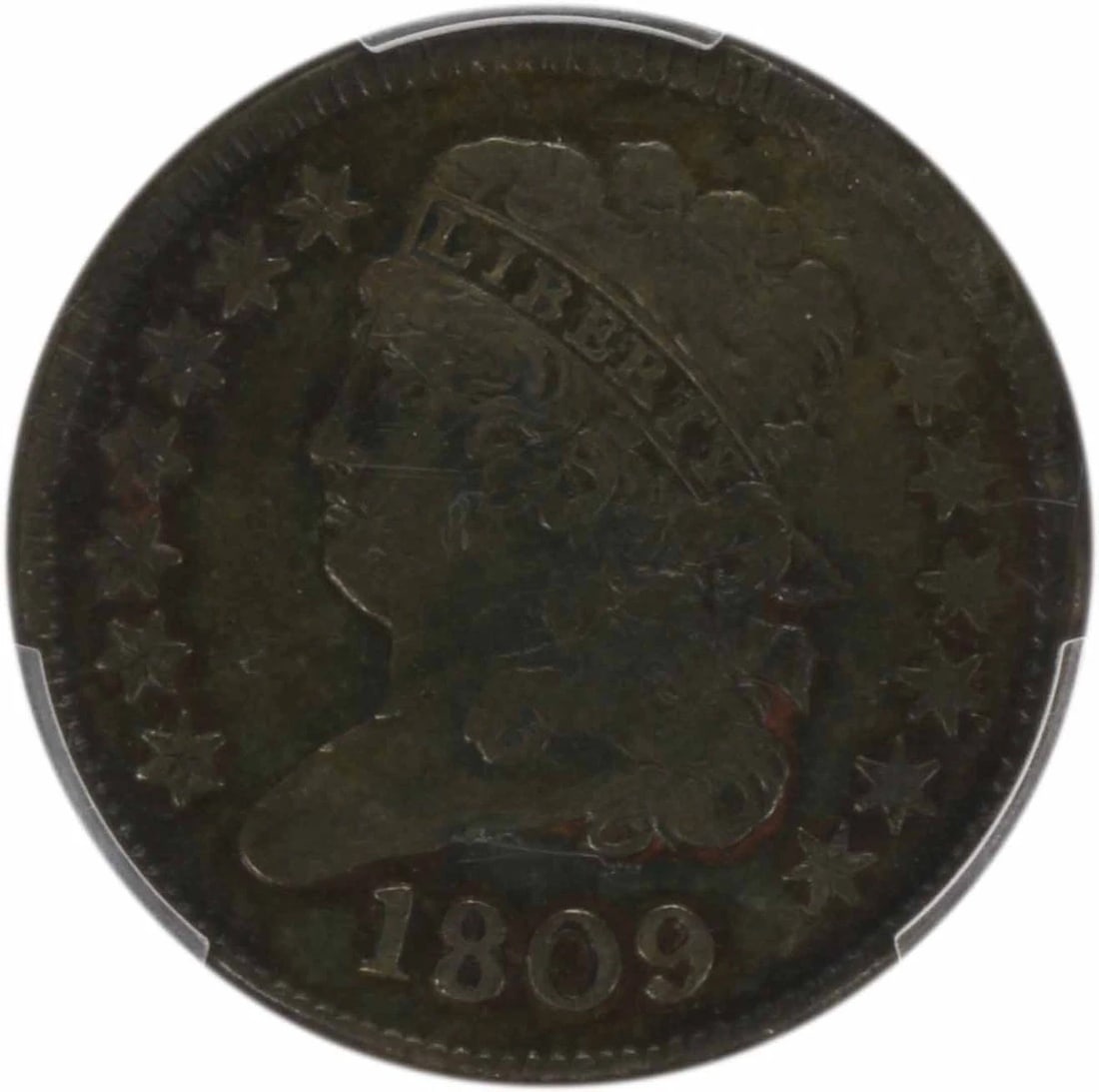 1809 HALF CENT CIRCLE: 1809 Half Cent Circle Year: 1809 Composition: Copper Denomination: 1/2C Country of Origin: United States Accessories: None Accessories Notice: When purchasing pre-owned goods, please refer to the