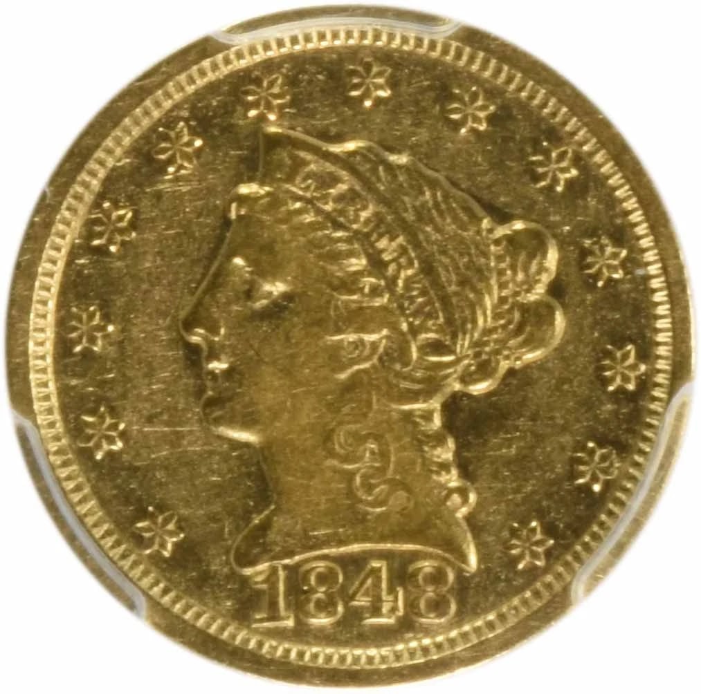 1848 $2.50 GOLD LIBERTY HEAD: 1848 $2.50 Gold Liberty Head Year: 1848 Composition: 90% Gold, 10% Copper Denomination: $2.50 Country of Origin: United States Accessories: None Accessories Notice: When purchasing pre-owned goods,