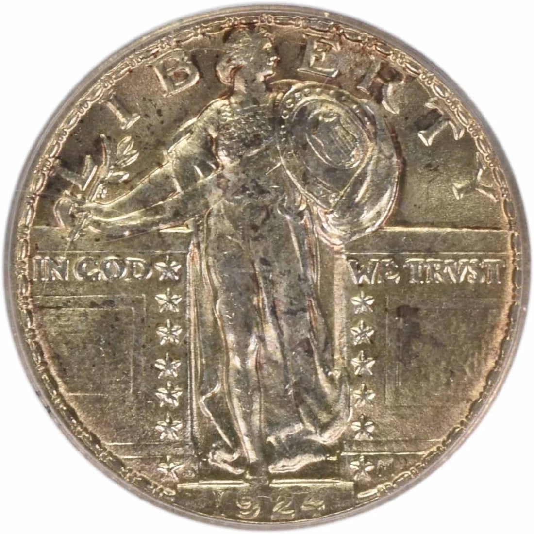 1924-D STANDING LIBERTY SILVER QUARTER: 1924-D Standing Liberty Silver Quarter Year: 1924 Composition: Silver Denomination: 25C Country of Origin: United States Accessories: None Accessories Notice: When purchasing pre-owned goods, please