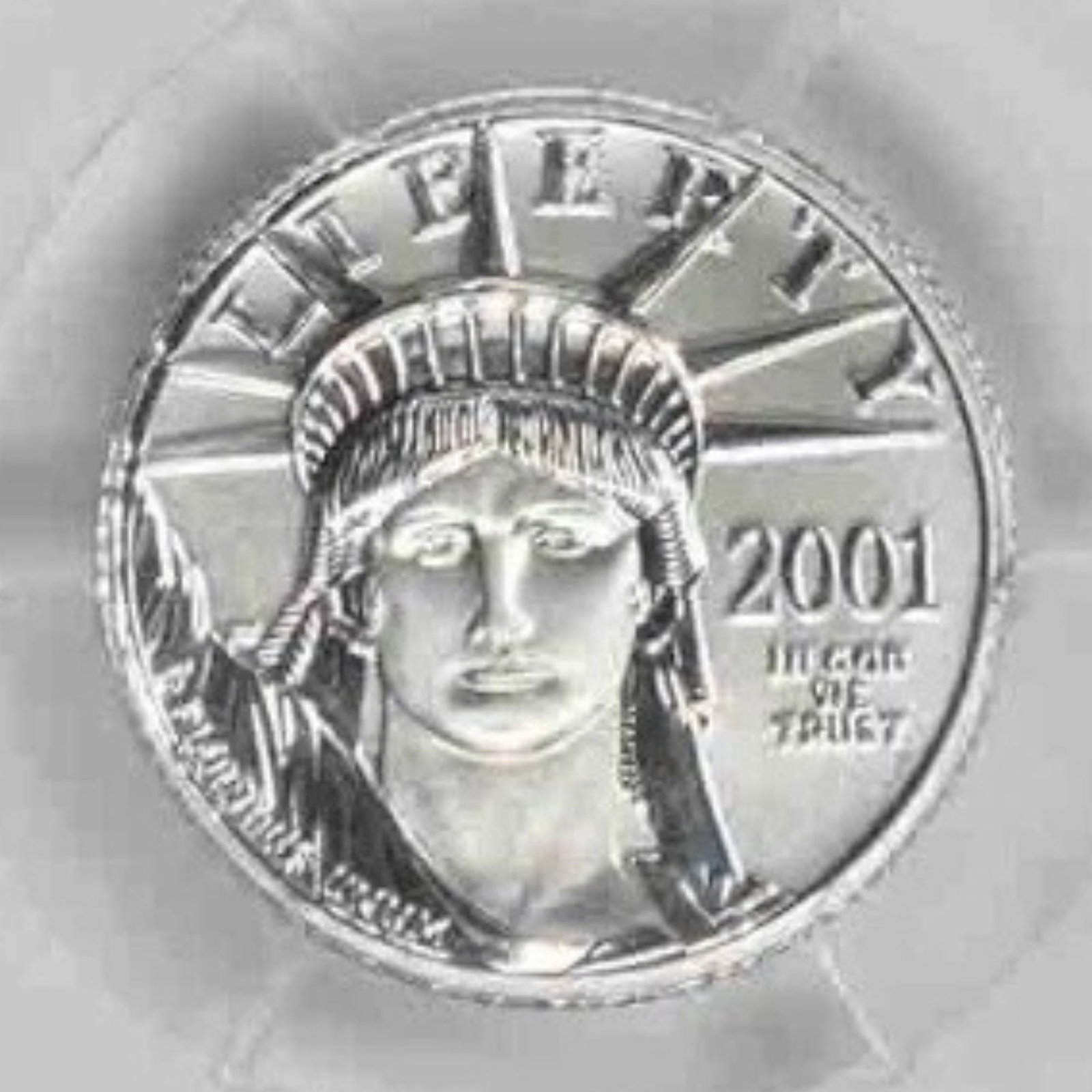2001 $10 AMERICAN: 2001 $10 American Year: 2001 Composition: 99.95% Platinum Denomination: Country of Origin: United States Accessories: None Accessories Notice: When purchasing pre-owned goods, please refer to the