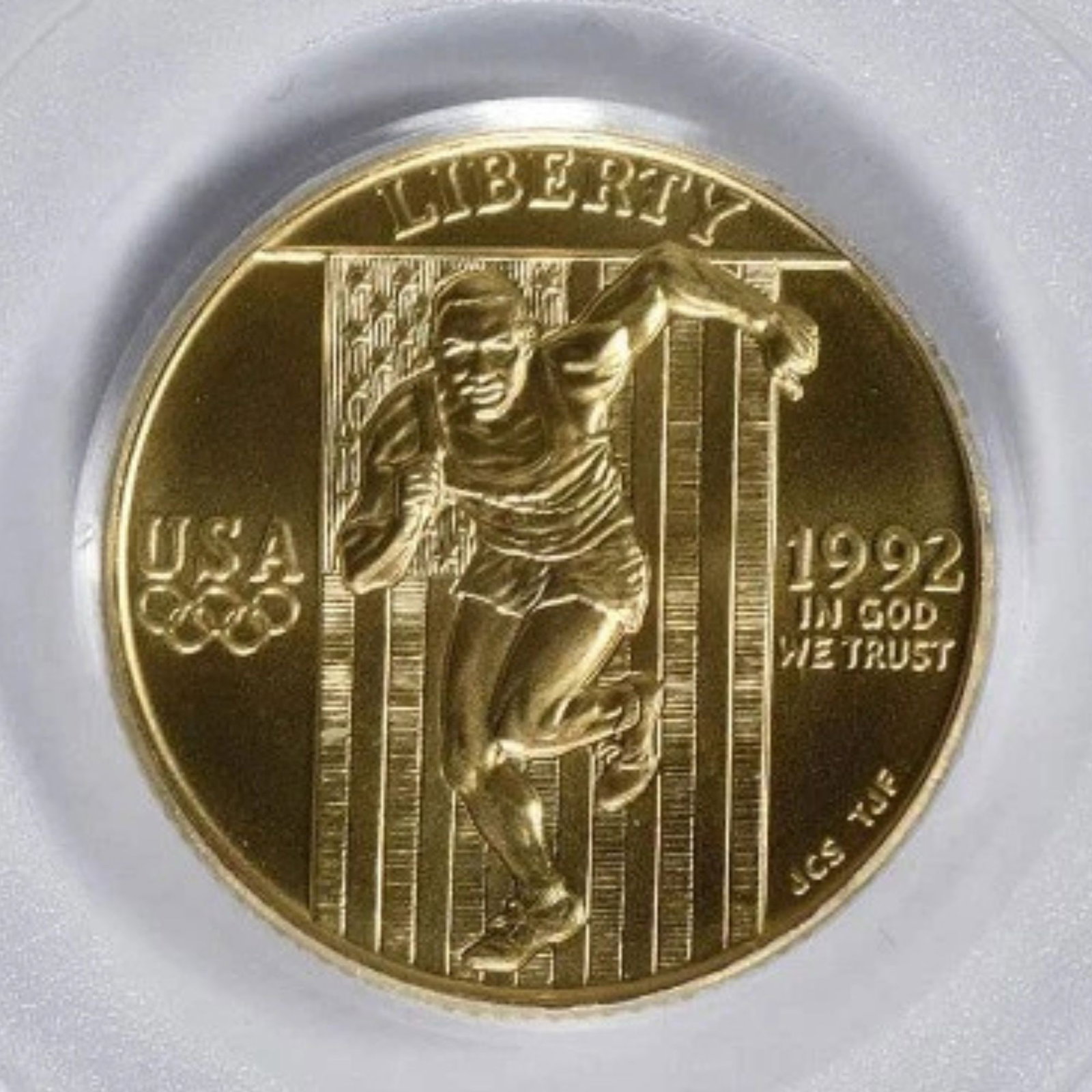 1992-W OLYMPIC $5 GOLD FIVE DOLLAR COMMEMORATIVE GOLD: 1992-W Olympic $5 Gold Five Dollar Commemorative Gold Year: 1992 Composition: Gold Denomination: Five Dollar Country of Origin: United States Accessories: None Accessories Notice: When purchasing