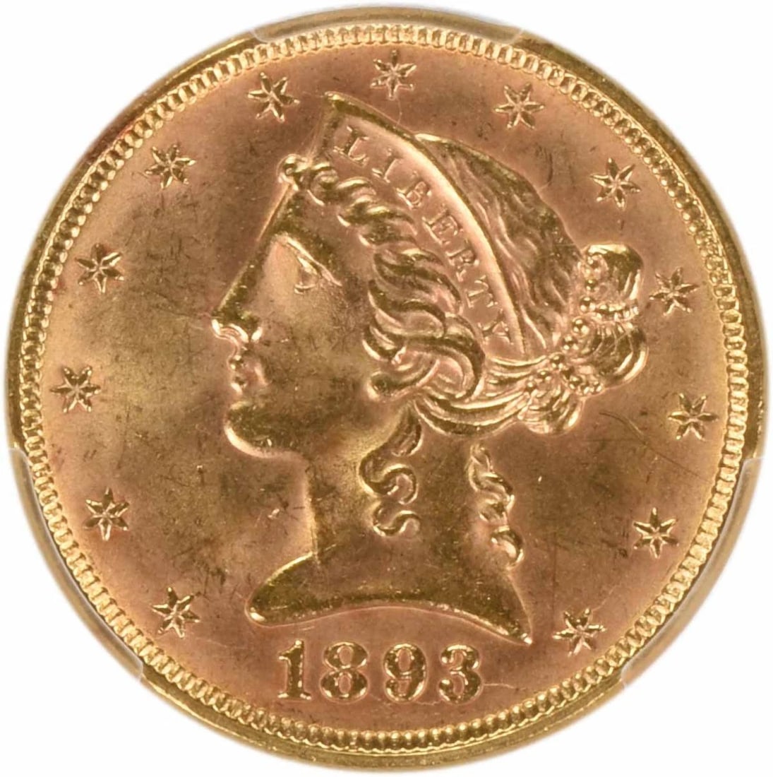 1893 $5 GOLD LIBERTY HEAD: 1893 $5 Gold Liberty Head Year: 1893 Composition: 90% Gold, 10% Copper Denomination: $5 Country of Origin: United States Accessories: None Accessories Notice: When purchasing pre-owned goods, please