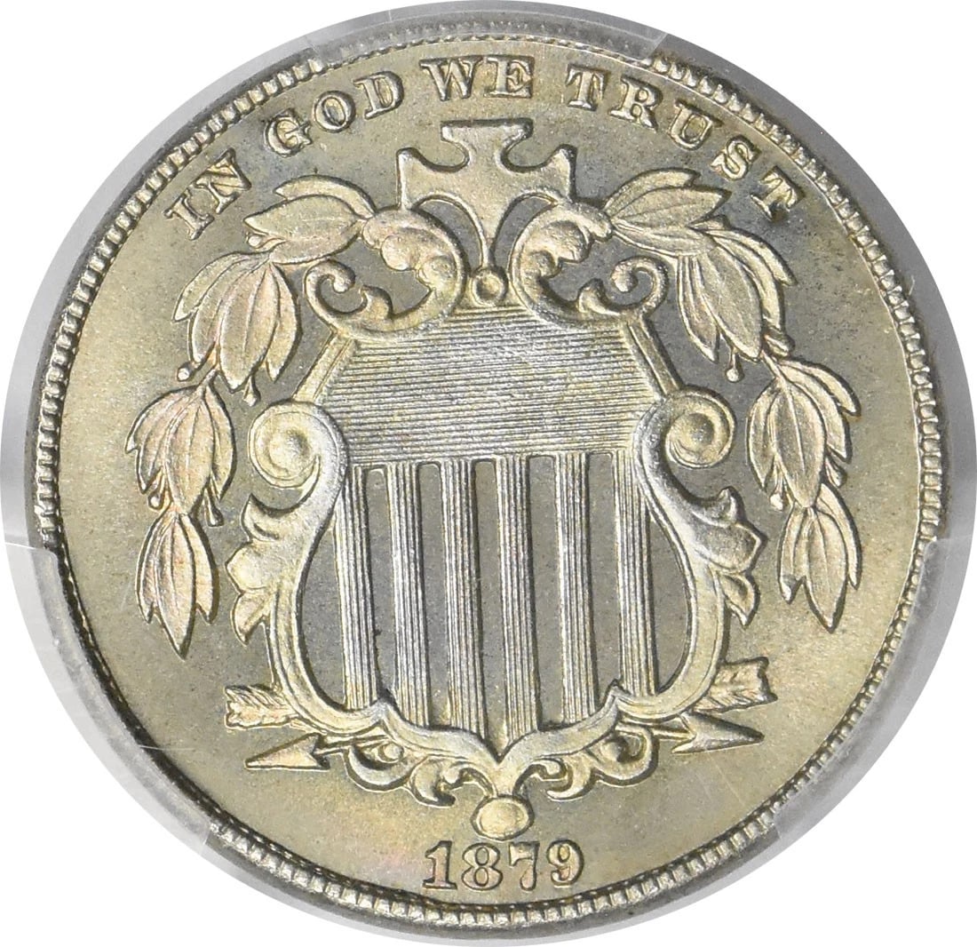 1879/8 SHIELD NICKEL: 1879/8 Shield Nickel Year: 1879 Composition: 75% Copper, 25% Nickel Denomination: 5C Country of Origin: United States Accessories: None Accessories Notice: When purchasing pre-owned goods, please r