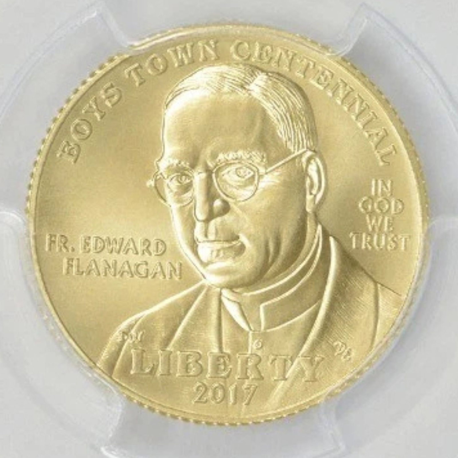 2017-W $5 GOLD BOYS TOWN COMMEMORATIVE: 2017-W $5 Gold Boys Town Commemorative Year: 2017 Composition: Gold Denomination: Five Dollar Country of Origin: United States Accessories: None Accessories Notice: When purchasing pre-owned goods,