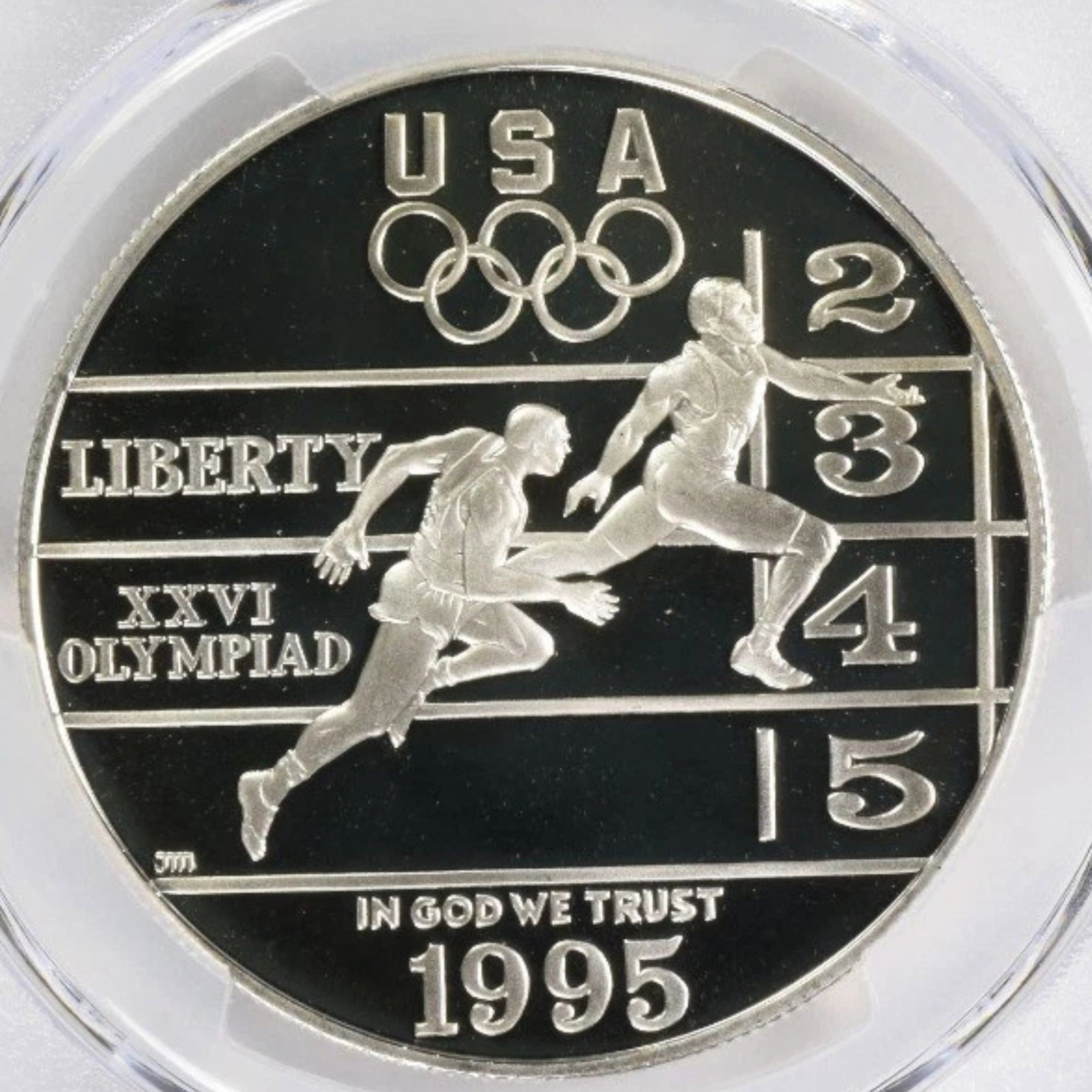 1995-P TRACK & FIELD OLYMPIC COMMEMORATIVE DOLLAR: 1995-P Track & Field Olympic Commemorative Dollar Year: 1995 Composition: Silver Denomination: Dollar Country of Origin: United States Accessories: None Accessories Notice: When purchasing pre-owned