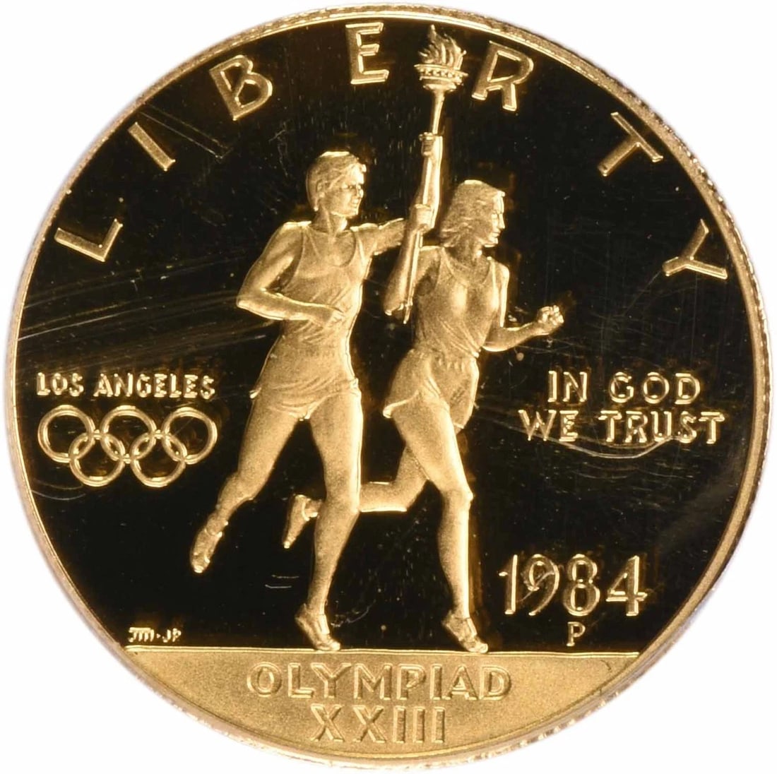 1984-P OLYMPIC COMMEMORATIVE $10 GOLD: 1984-P Olympic Commemorative $10 Gold Year: 1984 Composition: Gold Denomination: Ten Dollar Country of Origin: United States Accessories: None Accessories Notice: When purchasing pre-owned goods,