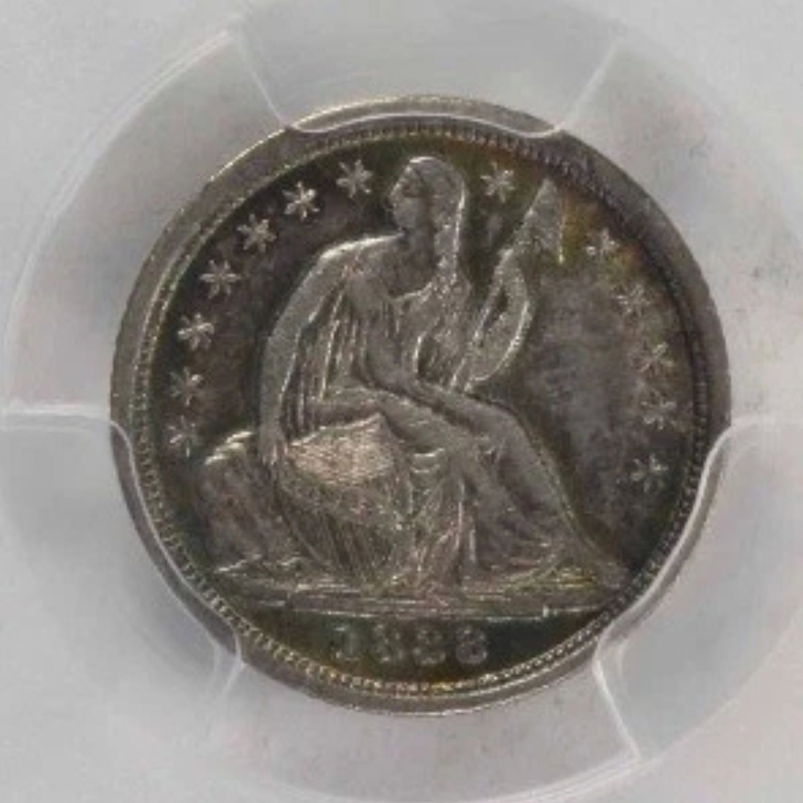 1838 LIBERTY SEATED SILVER HALF DIME NO DRAPERY SMALL STARS: 1838 Liberty Seated Silver Half Dime No Drapery Small Stars Year: 1838 Composition: 90% Silver, 10% Copper Denomination: Half Dime Country of Origin: United States Accessories: None Accessories