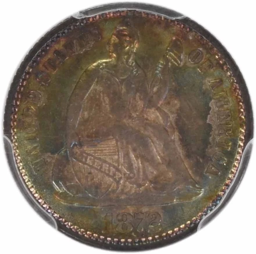 1872 LIBERTY SEATED SILVER HALF DIME: 1872 Liberty Seated Silver Half Dime Year: 1872 Composition: 90% Silver, 10% Copper Denomination: Half Dime Country of Origin: United States Accessories: None Accessories Notice: When purchasing