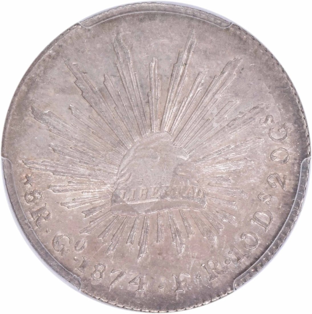 1874/3 GO FR MEXICO 8 ES: 1874/3 Go FR Mexico 8 es Year: 1874 Composition: Silver Denomination: Country of Origin: Mexico Accessories: None Accessories Notice: When purchasing pre-owned goods, please refer to the photos of
