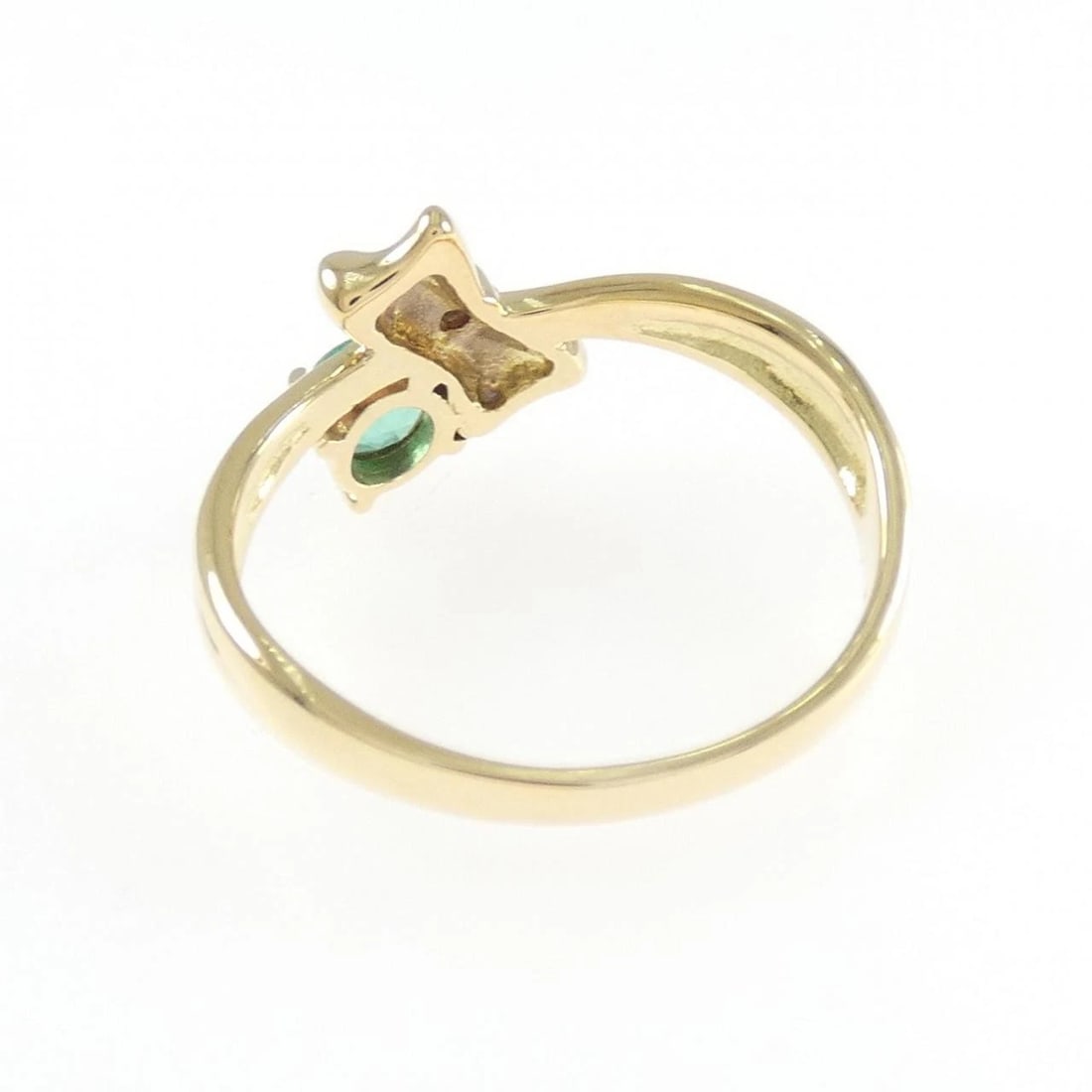 K18YG RIBBON EMERALD RING - 2