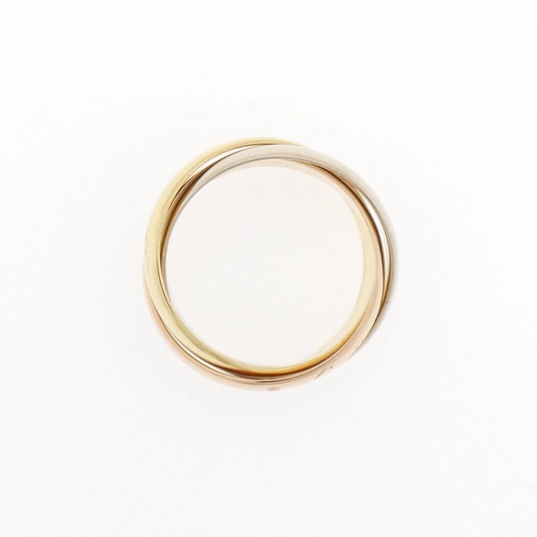 CARTIER TRINITY RING: Cartier Trinity ring Brand: CARTIER Type/Style: Cartier Ring Material: 750 Yellow Gold/750 White Gold/750 Pink Gold, Main Stone Natural Color: YG,WG,PG Size: US4 1/2(48) Accessories: None Accessories