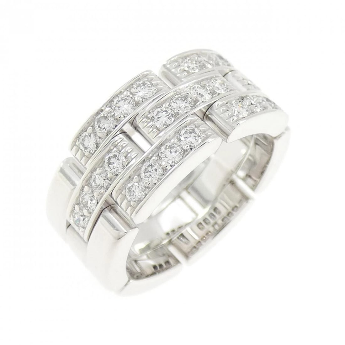CARTIER MAILLON PANTHERE HALF DIAMOND RING: Cartier Maillon PANTHERE Half Diamond Ring Brand: CARTIER Type/Style: Cartier Ring Material: 750 white gold, Main Stone Natural Color: WHITE GOLD Size: US4 1/4(48) Accessories: None Accessories
