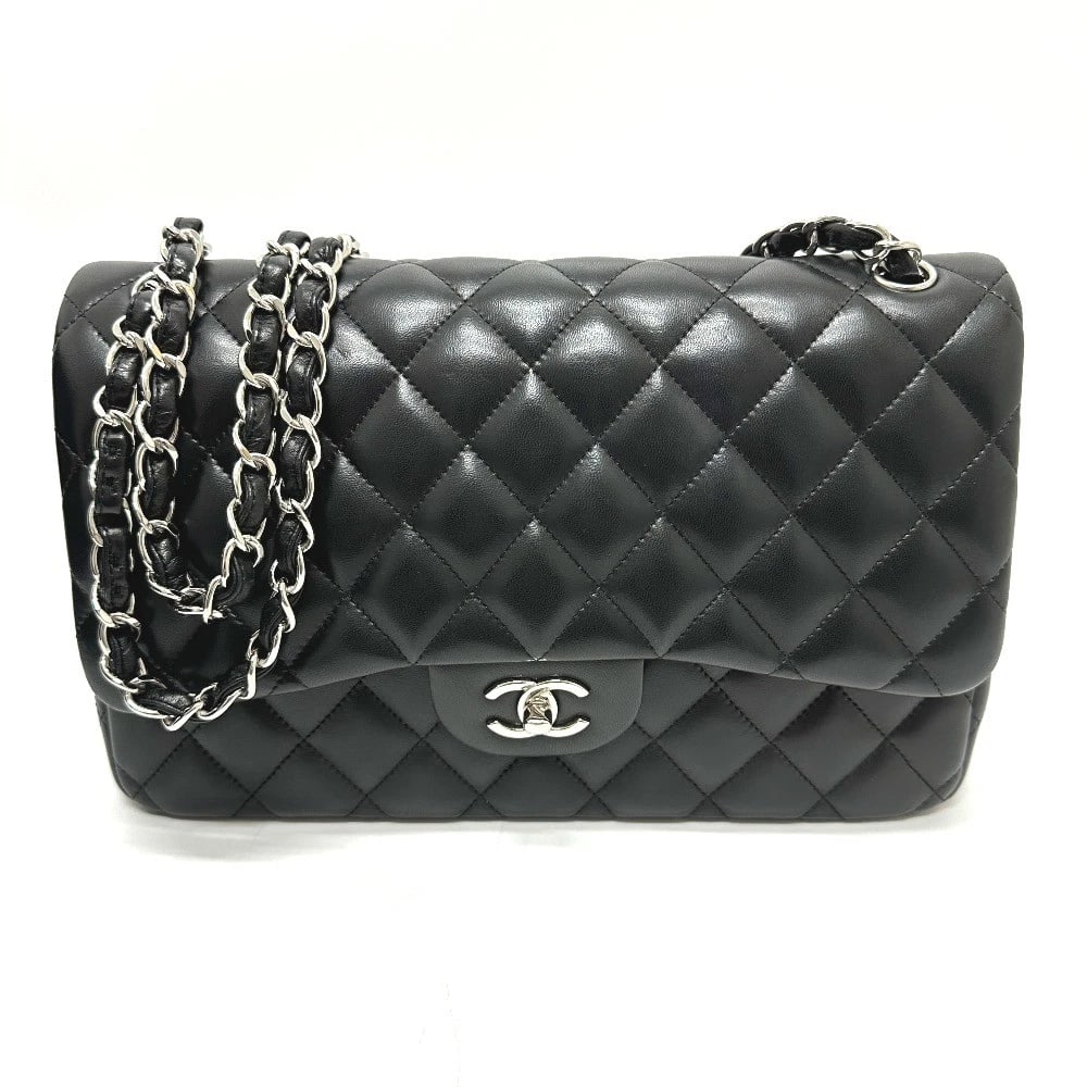 CHANEL MATELASSE30 W-FLAP DOUBLE CHAIN SHOULDER: CHANEL Matelasse30 W-Flap Double Chain Shoulder Brand: CHANEL Type/Style: Shoulder Bag Material: lambskin leather Color: BlackxMetal fittingsSilver Size: W11.8xH7.5xD3.5inch / W30cmxH19cmxD9cm Handle: