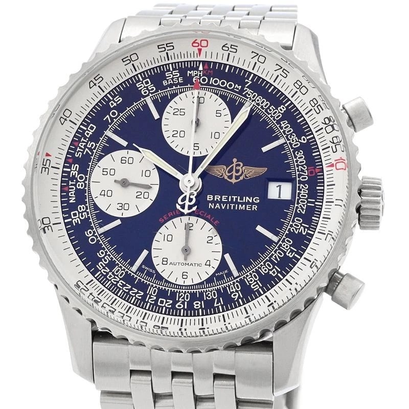 BREITLING WATCH NAVITIMER CHRONOGRAPH BLACK AUTOMATIC: BREITLING WATCH NAVITIMER CHRONOGRAPH BLACK AUTOMATIC Brand: BREITLING Type/Style: Wristwatch Material: SS Color: Dial Color BLACK Size: Case size: 42mm Wrist size: 19.5cm Accessories: None